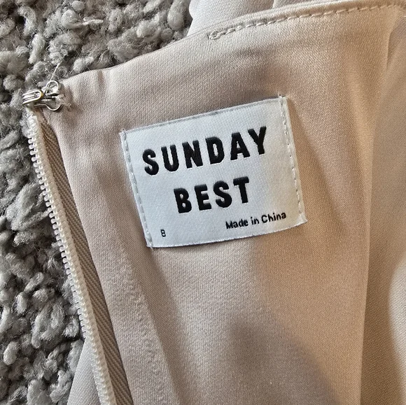 Aritzia Sunday Best Satin Cream Mini Dress Size 8 - Picture 10 of 12